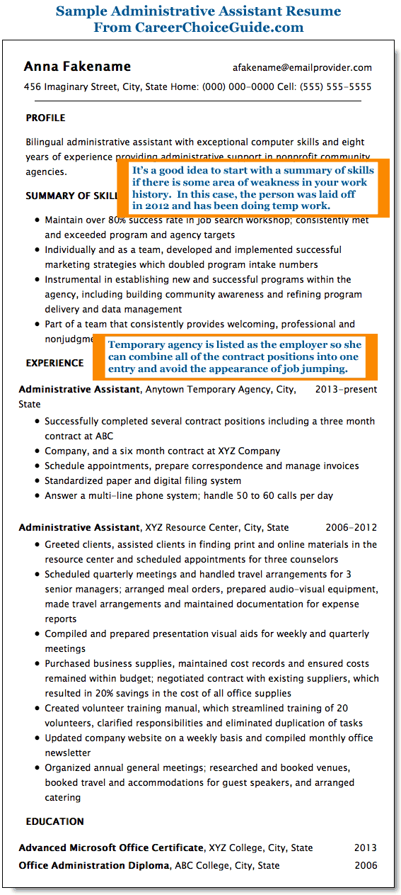 executive assistant resume sample