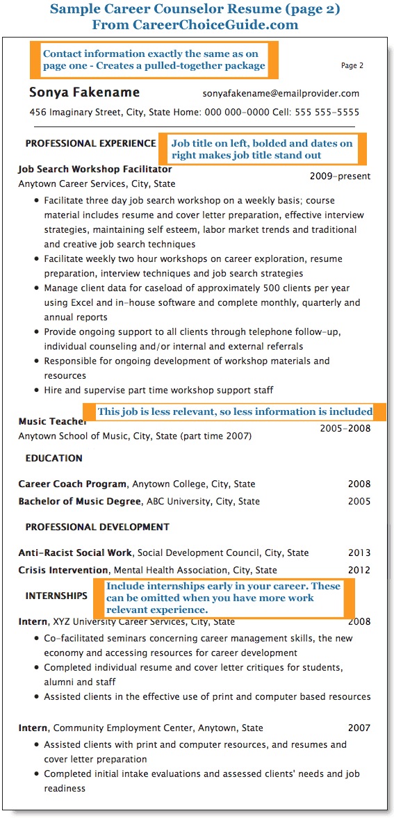 Career Counselor Resume Sample Career and Work Counsellor Resume Page 2