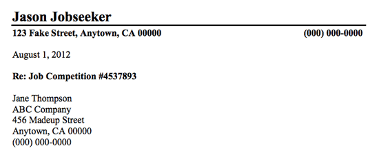 Inside address format for a formal business letter