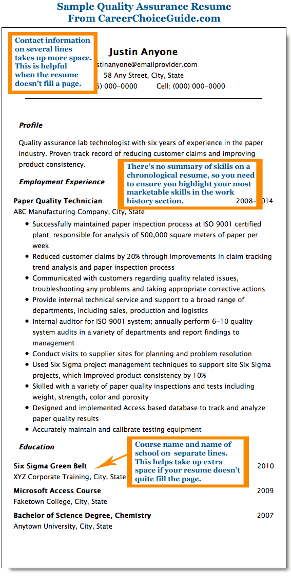 Quality assurance reviewer resume