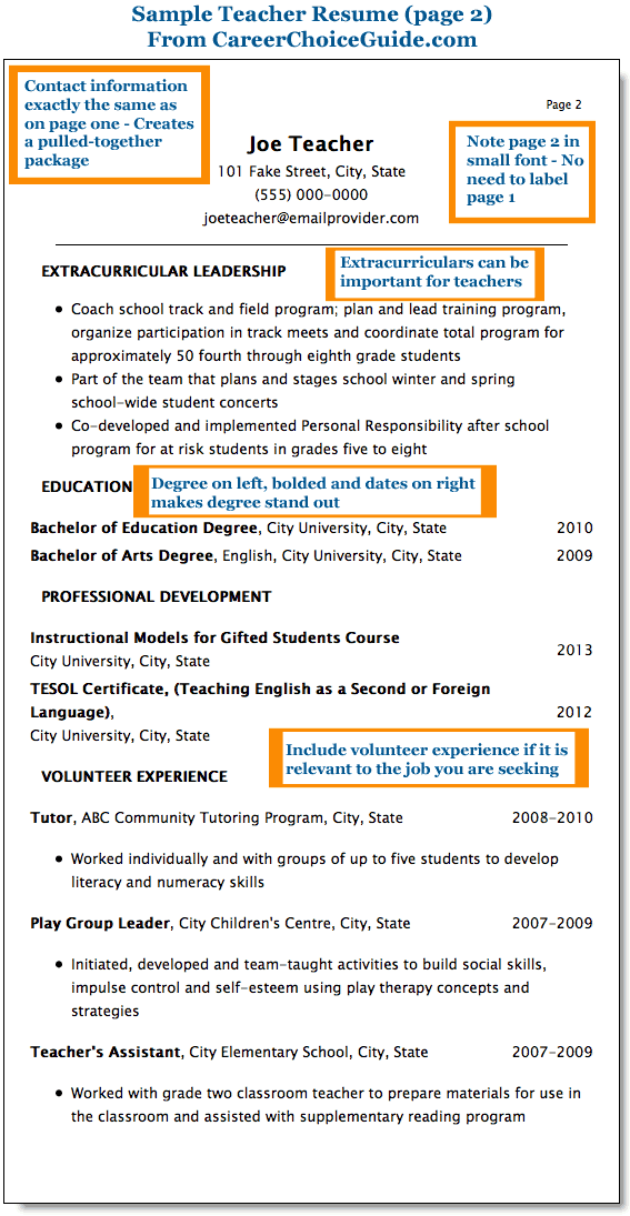 Elementary teacher resume