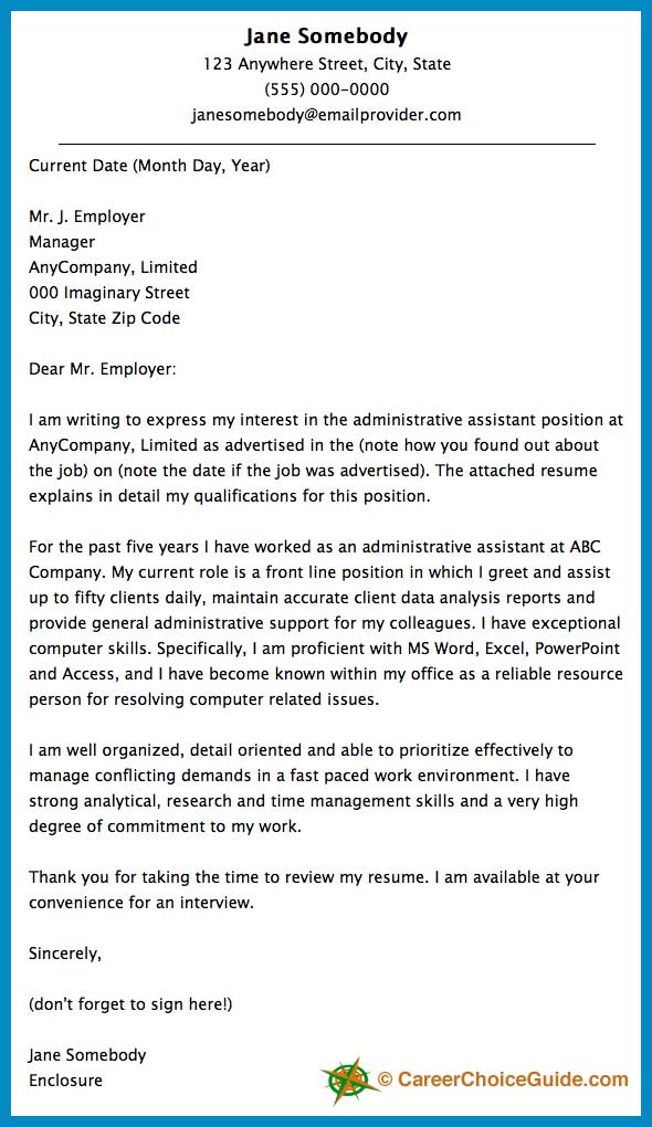 Job application letter template free download