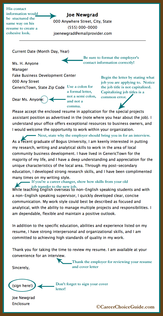 Example Of A Cover Letter For A Job from www.careerchoiceguide.com