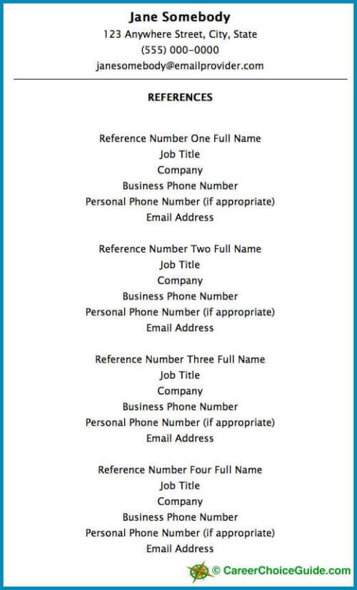 reference page example resume