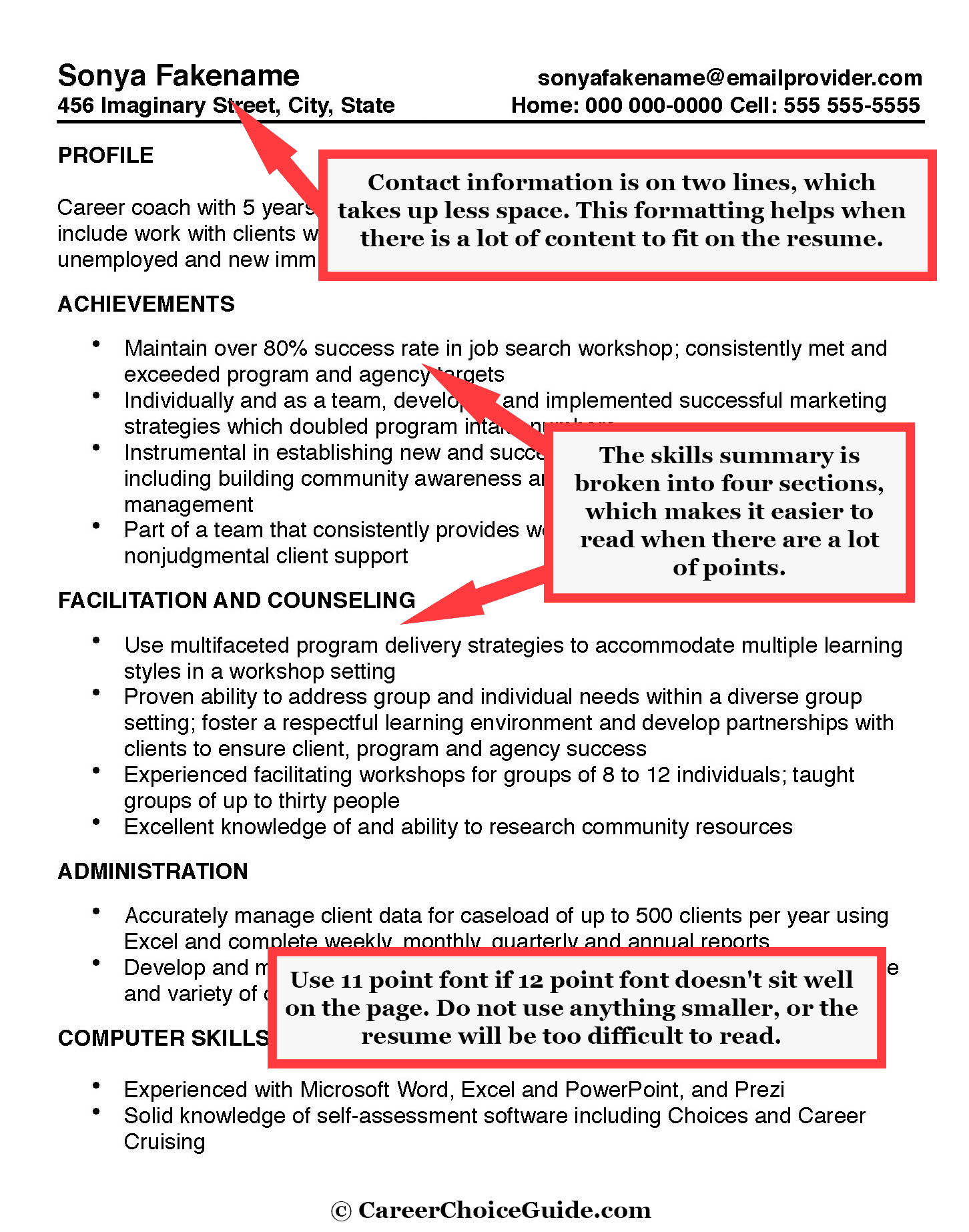 Sample Career Counselor Resume