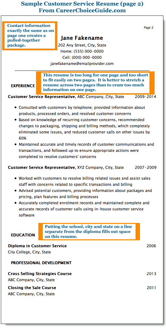 Sample Customer Service Resume