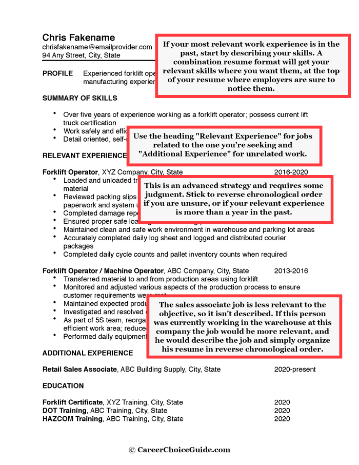 Forklift Operator Resume