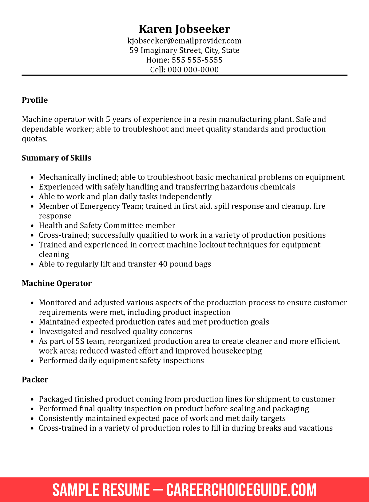 Functional Resume Example For A Manufacturing Job Functional Resume Example For A Manufacturing Job