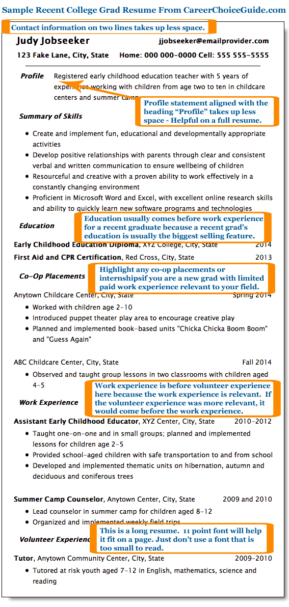Recent College Graduate Resume