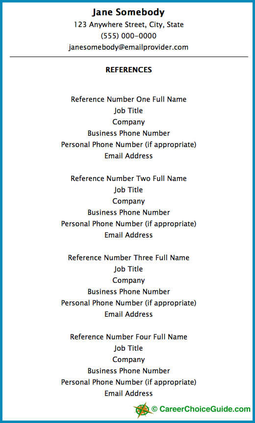 how to set up reference page resume